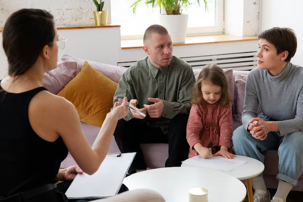 Parents and child undergo consultation